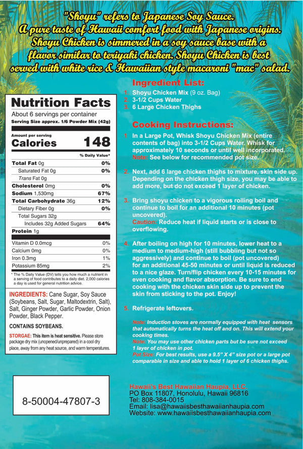 Hawaiian Shoyu Chicken Mix Product Information