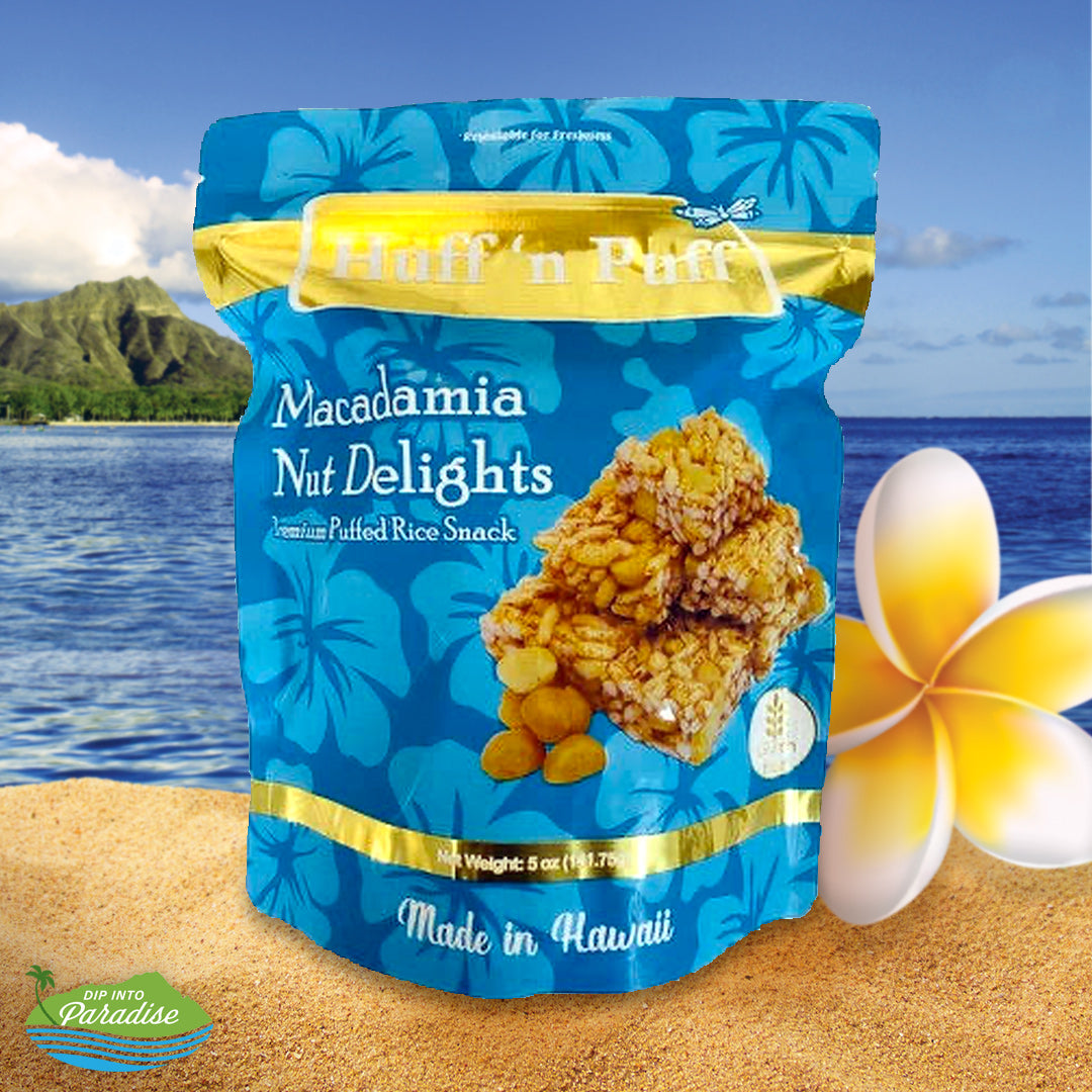 Macadamia Nut Crunch Delight | Huff n Puff Island Snacks | Dip